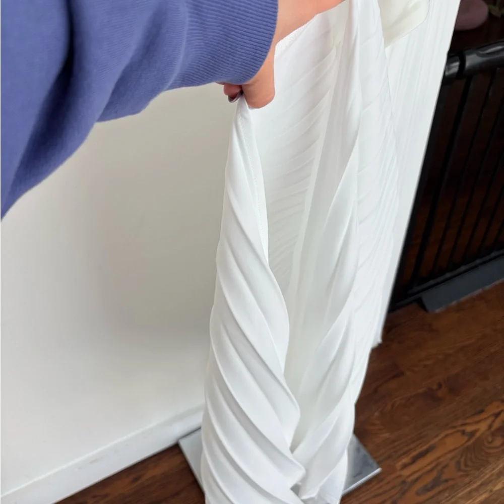 Commense - White Solid Pleated Strapless Split Dress Size Medium NWT - Picture 8 of 11